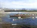 USS San Diego entering San Diego harbor, California, United States, Oct 1945