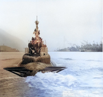 Stern view of USS Segundo departing Mare Island Naval Shipyard, California, United States, 24 Apr 1946