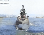 Stern view of USS Wahoo, Mare Island Navy Yard, Vallejo, California, United States, 14 Jul 1943