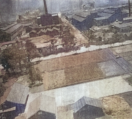 Kagi butanol plant under attack by B-25 bombers of 3rd Bombardment Group, USAAF 5th Air Force, Kagi (now Chiayi), Taiwan, 3 Apr 1945, photo 5 of 5 [Colorized by WW2DB]