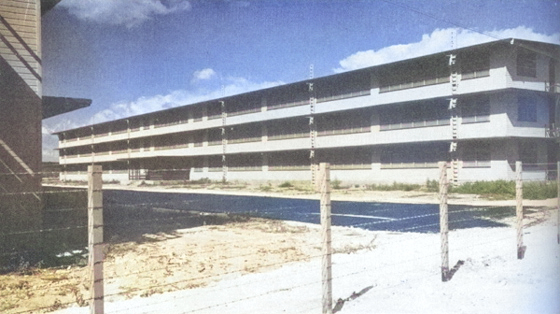 Civilian barracks at Marine Corps Air Station Ewa, US Territory of Hawaii, circa 1940s [Colorized by WW2DB]