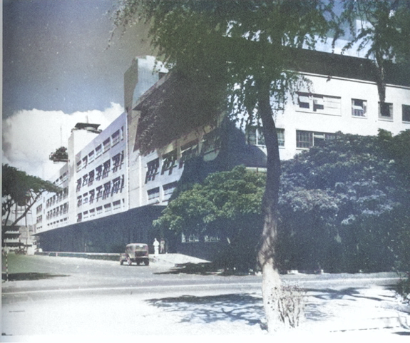 The US Navy Supply Department Warehouse building at Pearl Harbor Navy Yard, Oahu, US Territory of Hawaii, date unknown [Colorized by WW2DB]