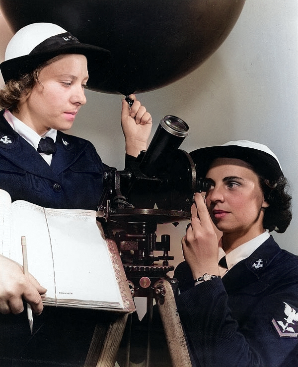 WAVES Aerographer's Mates, circa 1944 [Colorized by WW2DB]