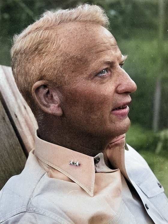 Rear Admiral Burke, member of the United Nations' Korean War Armistice negotiating team, Munsan, Korea, Sep 1951 [Colorized by WW2DB]