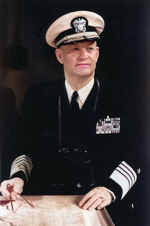 Portrait of Admiral Burke, 8 Jul 1955, photo 1 of 2 [Colorized by WW2DB]