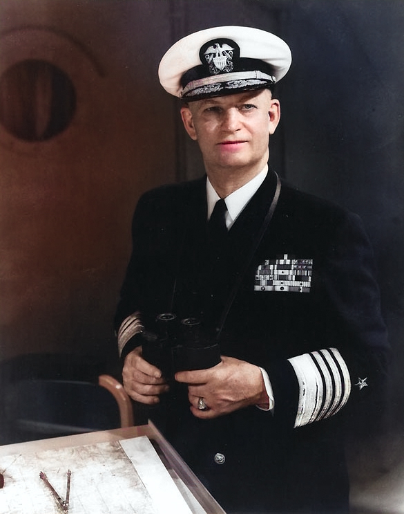 Portrait of Admiral Burke, 8 Jul 1955, photo 2 of 2 [Colorized by WW2DB]