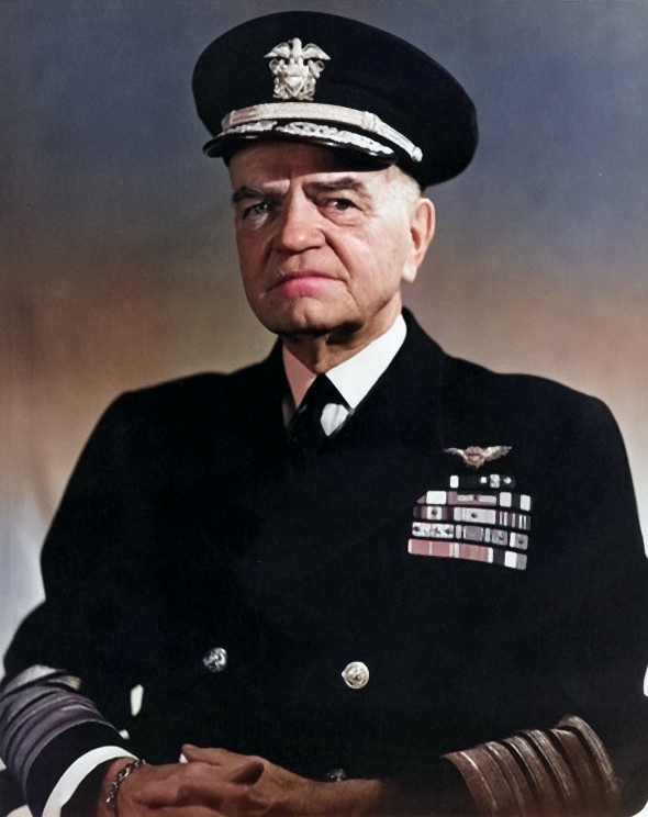 Portrait of Fleet Admiral William Halsey, circa late 1945 [Colorized by WW2DB]
