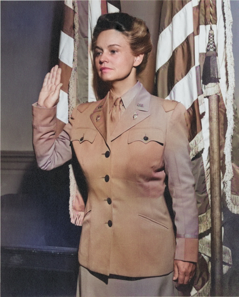 Portrait of Colonel Oveta Hobby, circa 1942 [Colorized by WW2DB]