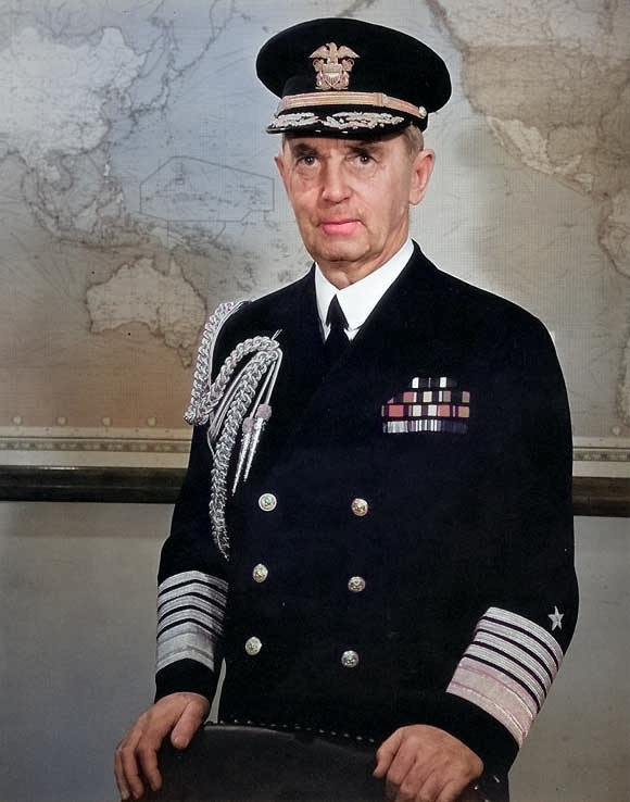 Color portrait of Leahy, 1945 [Colorized by WW2DB]