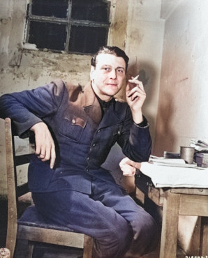 Otto Skorzeny in prison, Nuremberg, Germany, 24 Nov 1945 [Colorized by WW2DB]