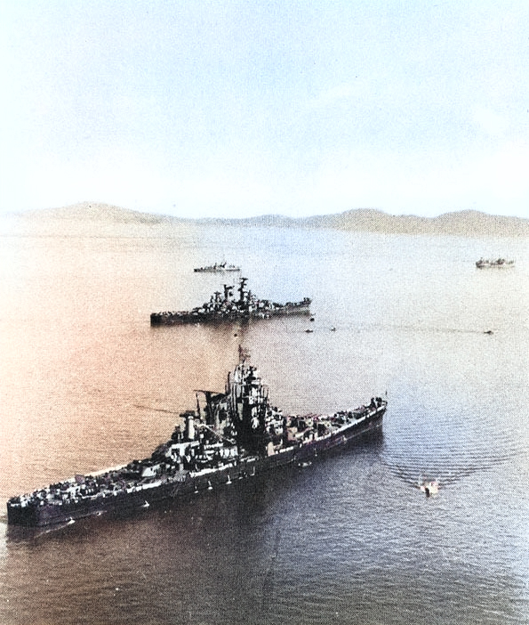 Guam and Alaska off China, Aug or Sep 1945 [Colorized by WW2DB]