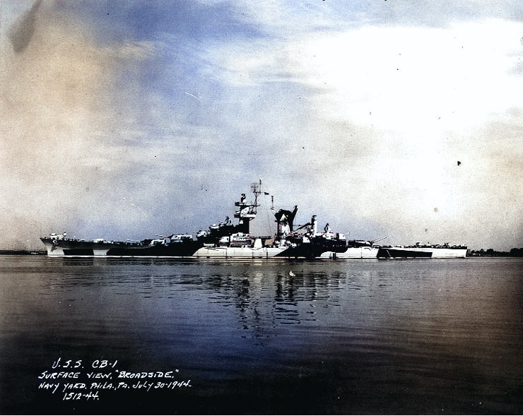 Alaska off the Philadelphia Navy Yard, 30 Jul 1944, photo 1 of 2 [Colorized by WW2DB]