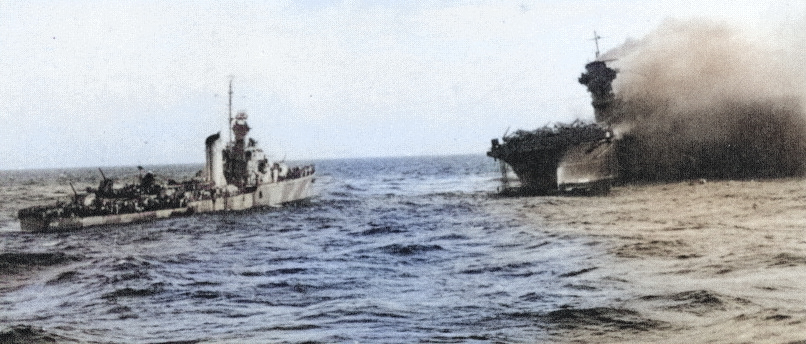 [Photo] Explosion aboard USS Lexington, 8 May 1942, photo 2 of 2; note ...