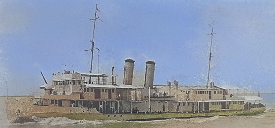 Port bow view of US Navy river gunboat Panay during her standardization trial off Woosung, China, 30 Aug 1928 [Colorized by WW2DB]