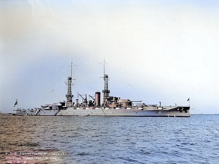 [Photo] Battleship Pennsylvania in Hampton Roads, Virginia, 10 Dec 1916 ...