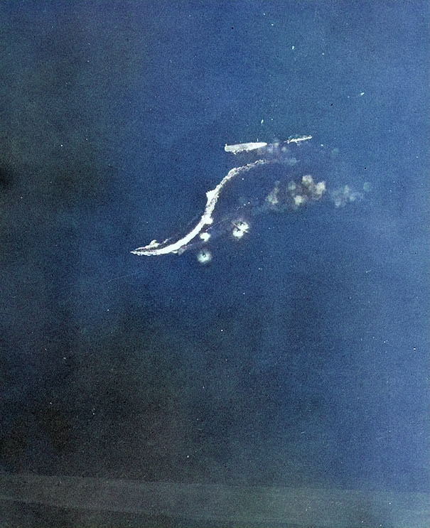 Aerial view of Ryujo during the Battle of the Eastern Solomons, 24 Aug 1942 [Colorized by WW2DB]