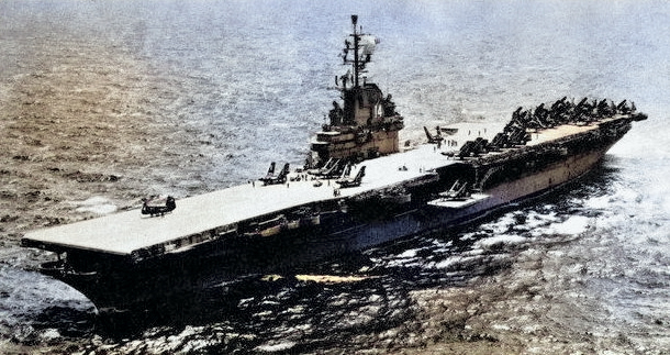 USS Ticonderoga, circa 1956 [Colorized by WW2DB]