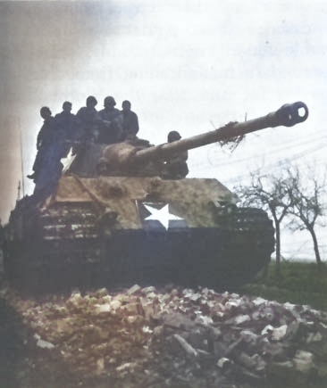 Captured German Tiger II heavy tank with US Army markings, 1944-1945 [Colorized by WW2DB]