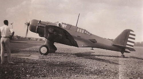 A-17 aircraft at rest at an airfield in China, late 1930s