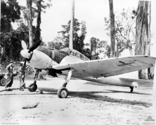 Captured A6M3 Model 22 Zero fighter, near Buin, Bougainvile, Sep 1945
