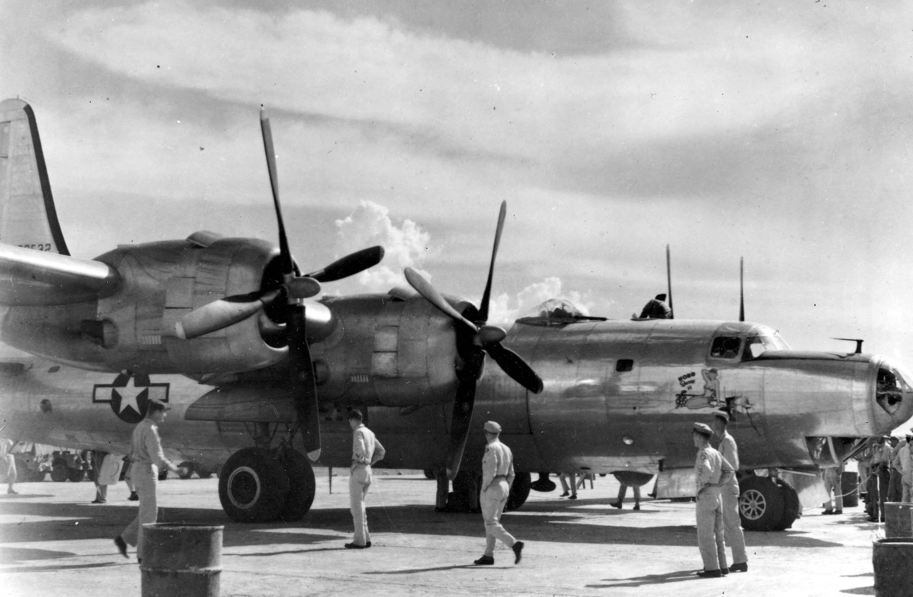 B-32 Dominator bomber 'Hobo Queen II' shortly after her arrival at Clark Field, Manila, Philippine Islands, May 1945