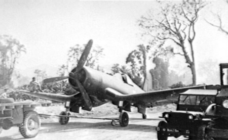 F4U-1 Corsair fighter of No. 14 Squadron Royal New Zealand Air Force at Bougainville, Solomon Islands, 1944