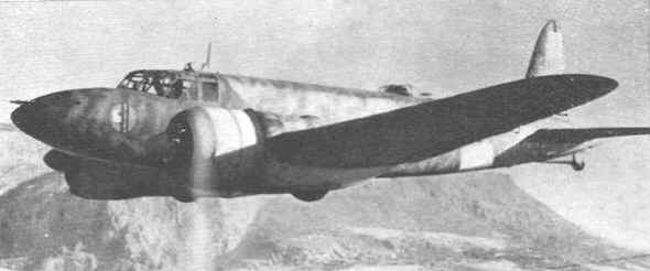 CR.25 aircraft flying over the Italian Alps, circa 1941