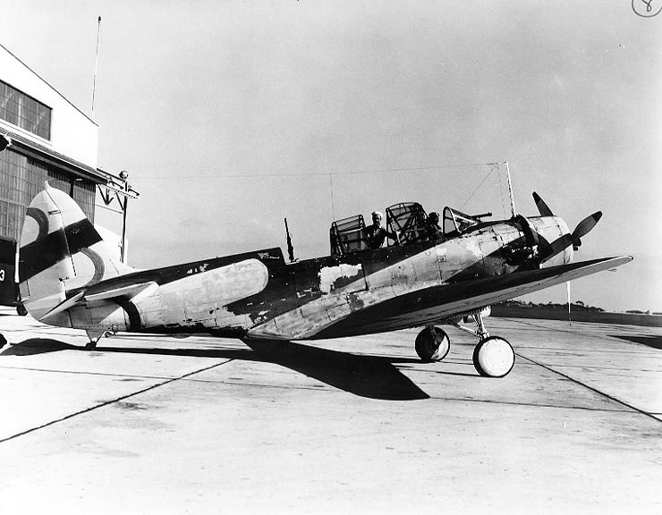 TBD-1 Devastator aircraft of Torpedo Squadron 3 with McClelland Barclay experimental camouflage design number 8, Naval Air Station, North Island, California, United States, 22 Aug 1940, photo 1 of 3