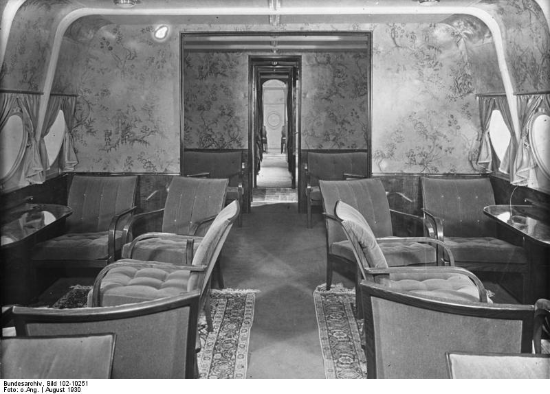 Passenger lounge aboard Do X aircraft, Aug 1930, photo 1 of 2