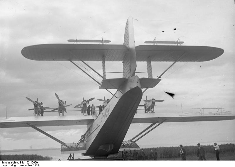 Rear view of Do X aircraft, Nov 1930