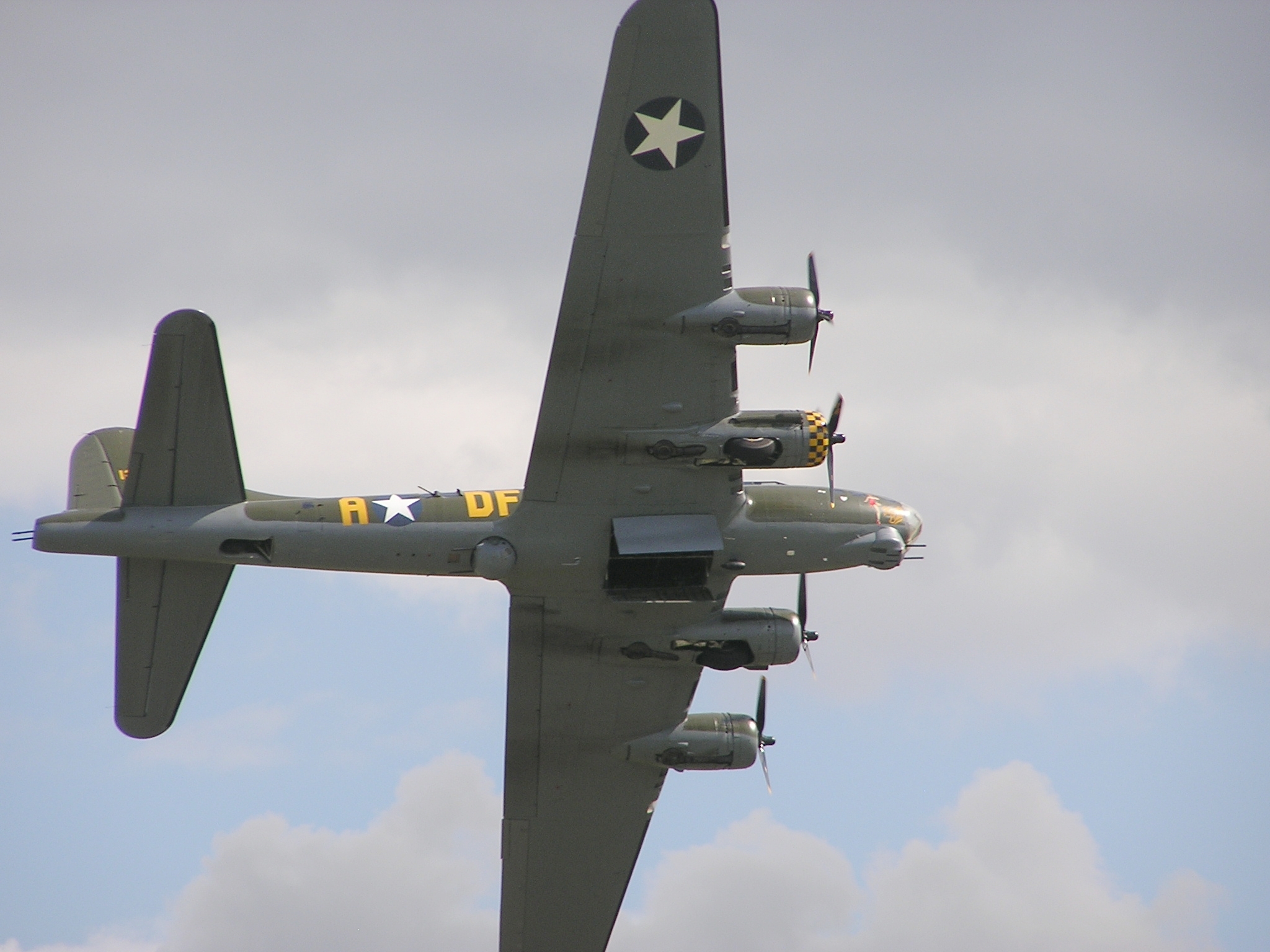 B-17G Flying Fortress bomber 'Sally B' during an air show at Duxford, England, United Kingdom, 8 Jul 2007