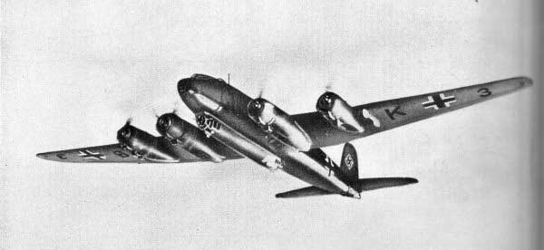 Fw 200 patrol bomber in flight, circa 1940s