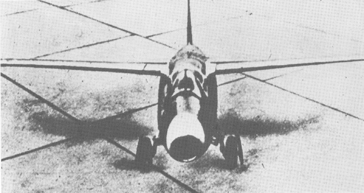 Front view of the He 178 prototype aircraft, date unknown
