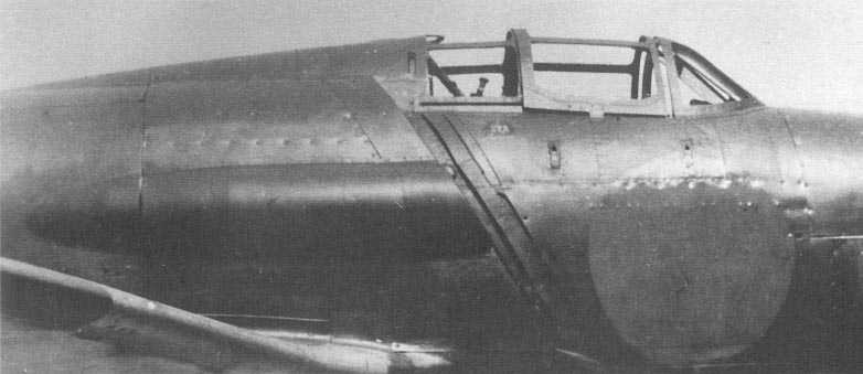 Close-up view of J7W Shinden prototype aircraft's canopy, 1945