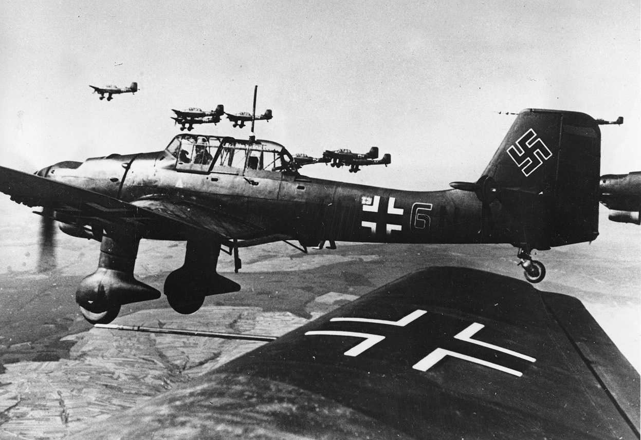 German Ju 87 Stuka dive bombers in flight, 29 May 1940