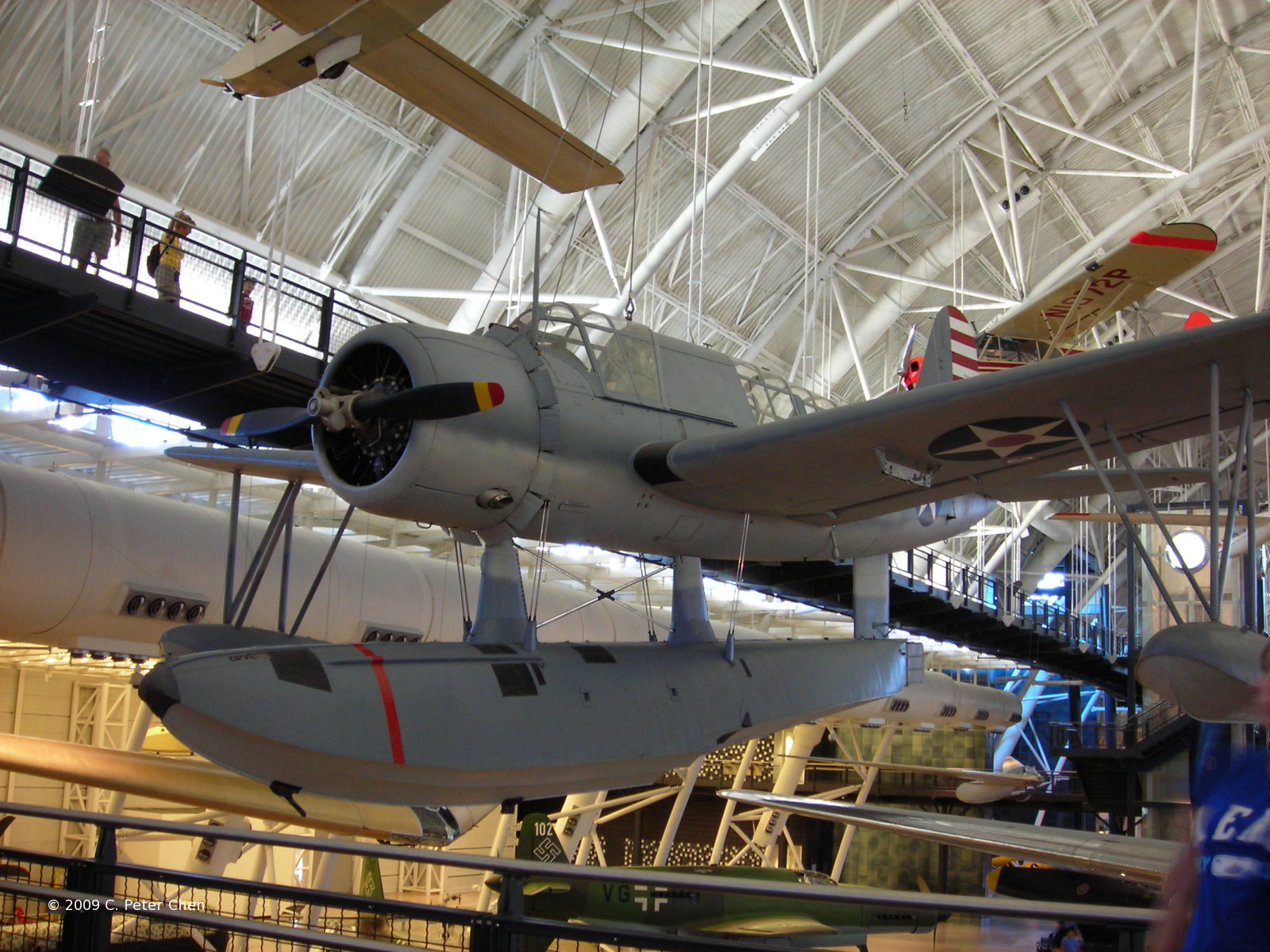 OS2U-3 Kingfisher aircraft on display at the Smithsonian Air and Space Museum Udvar-Hazy Center, Chantilly, Virginia, United States, 26 Apr 2009