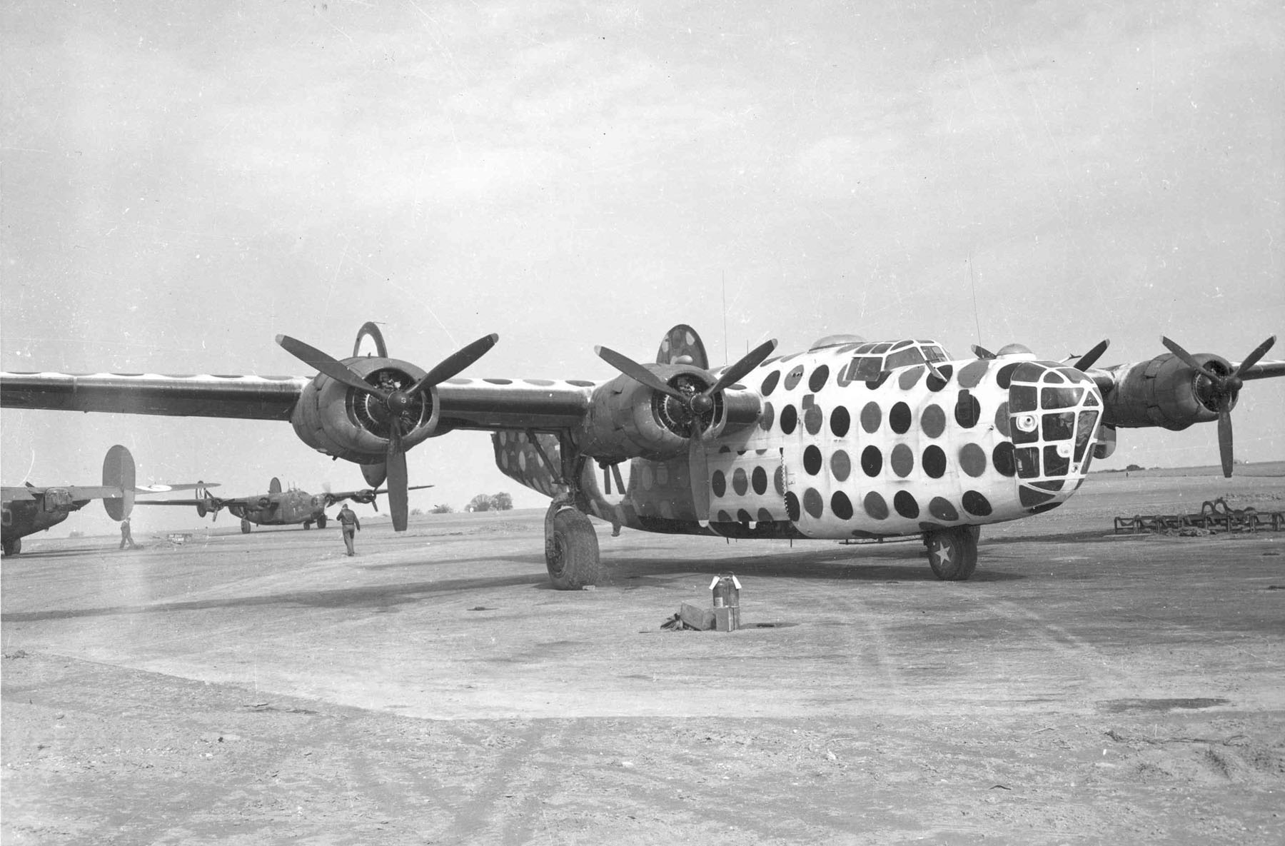 B-24D-30-CO Liberator assembly ship 'First Sergeant' of US 458th Bomber Group, RAF Horsham St. Faiths, Norfolk, England, United Kingdom, early 1944