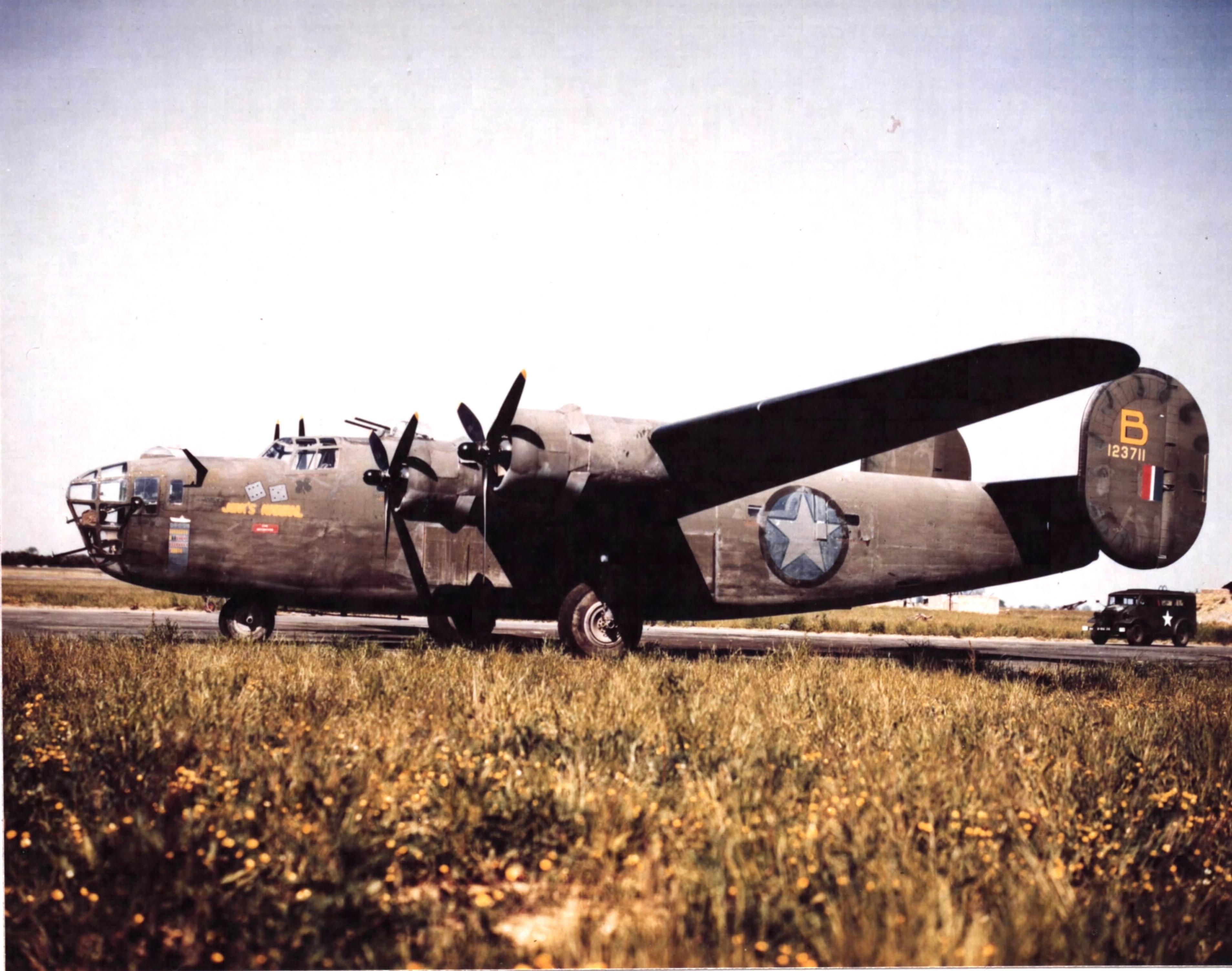 B-24D Liberator bomber 'Jerks Natural' of 93rd Bomber Group, US 328th Bomber Squadron at an airfield at Gambut Airfield (now Kambut), Libya, Feb 1943