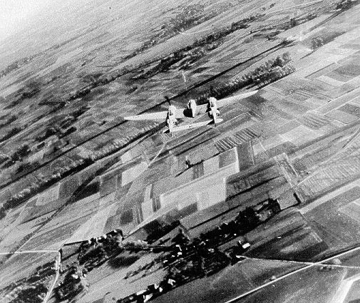 P-38 Lightning aircraft of US 10th Tactical Recon Group flying over France, 1944