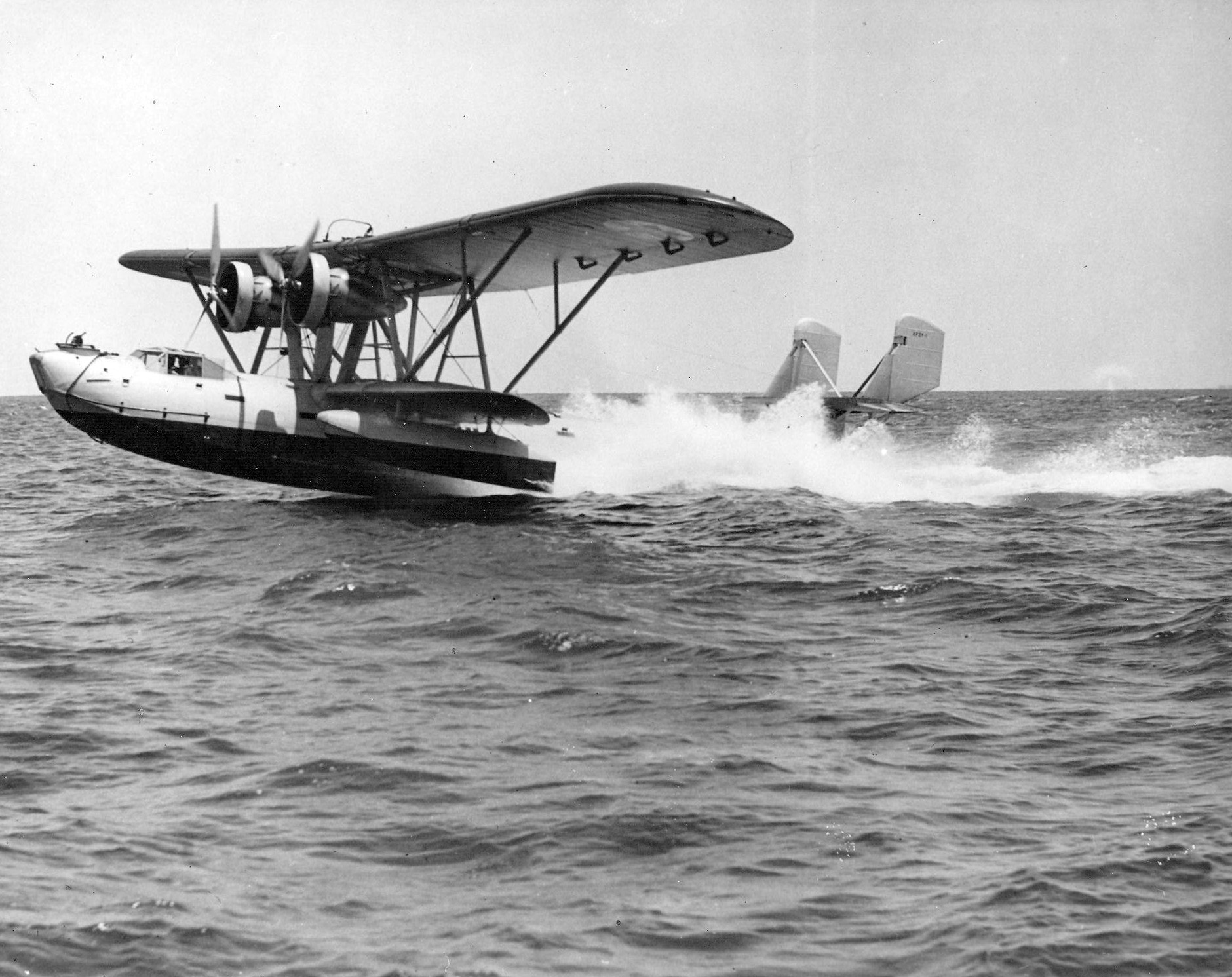 XP2Y-1 prototype aircraft taking off, circa 1932