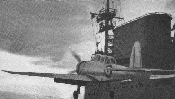 British Skua aircraft taking off from a carrier, date unknown