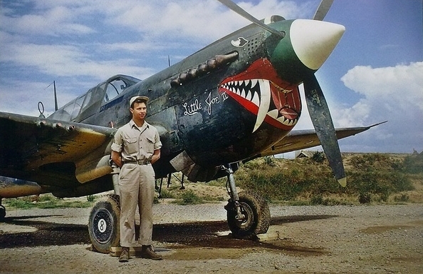 P-40 Warhawk fighter 'Little Joe II' at the Kunming airfield in Yunnan, China, 1 Sep 1944