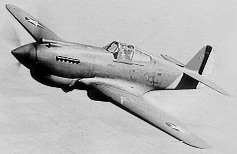 P-40 Warhawk fighter in flight, 1939-1940