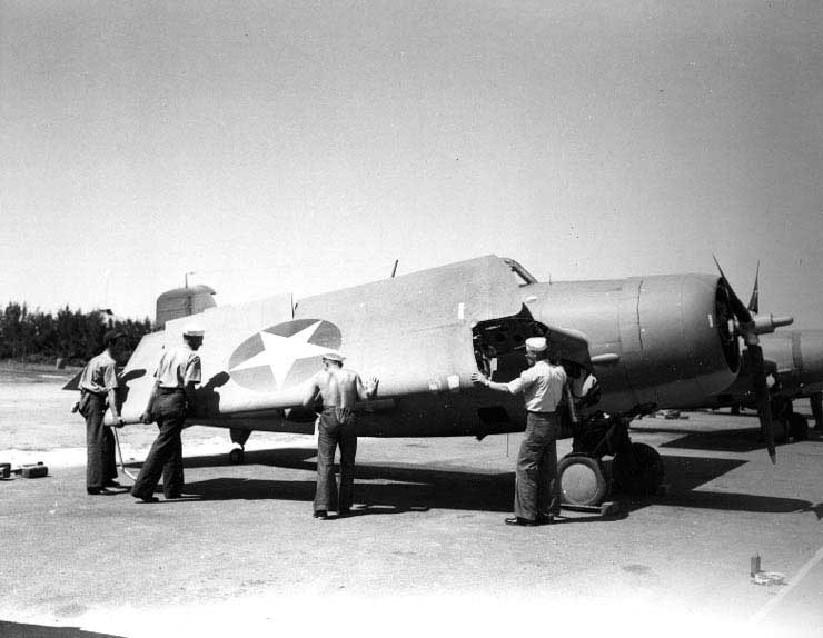 VF-3 pilot Lieutenant Commander John S. Thach's Wildcat fighter at Naval Air Station, Kaneohe, Oahu, Hawaii, 29 May 1942, five days before he possibly shot down Tomonaga at Midway