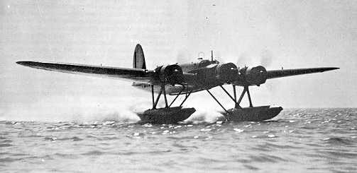 Z.506 Airone aircraft making a water landing, 1939