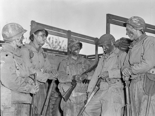 Canadian 1st Special Service Force troops relaxing near Anzio, Italy, 20-27 Apr 1944
