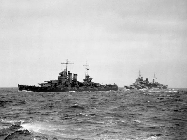 USS Wichita and HMS London escorting Allied convoy PQ-17, Jun 1942