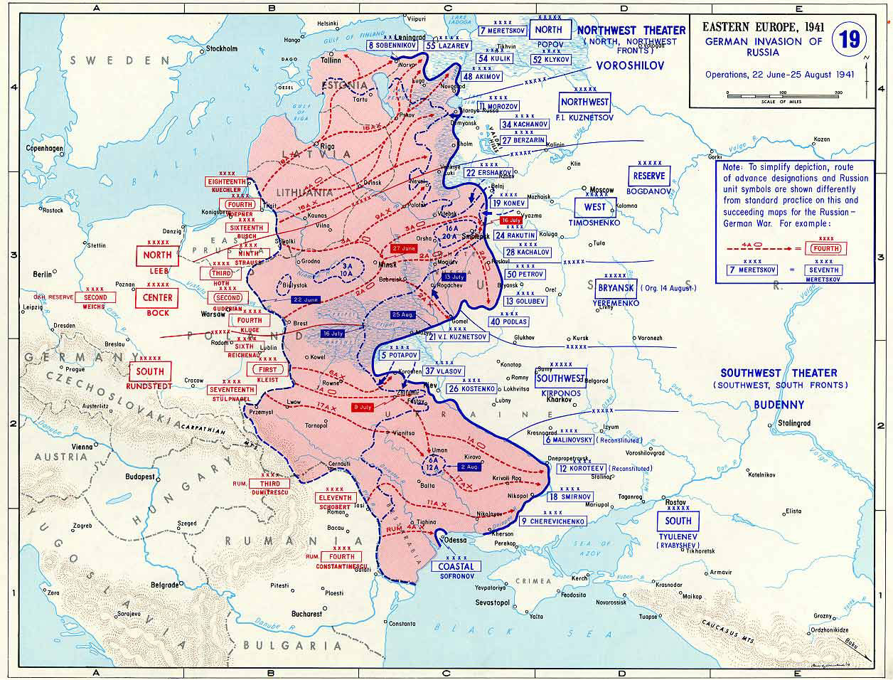 Map of Operation Barbarossa, 22 Jun to 25 Aug 1941