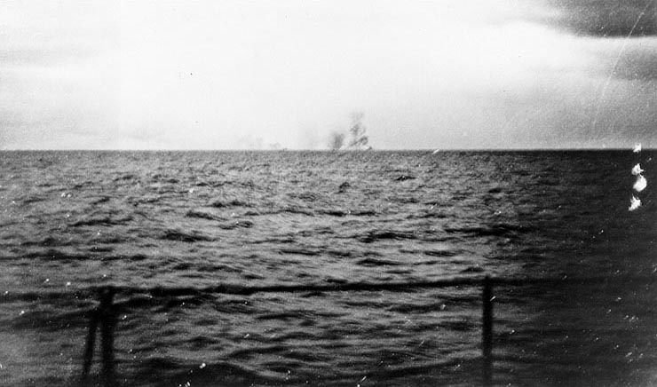 Hood exploding at Denmark Strait, seen from Prinz Eugen, 24 May 1941