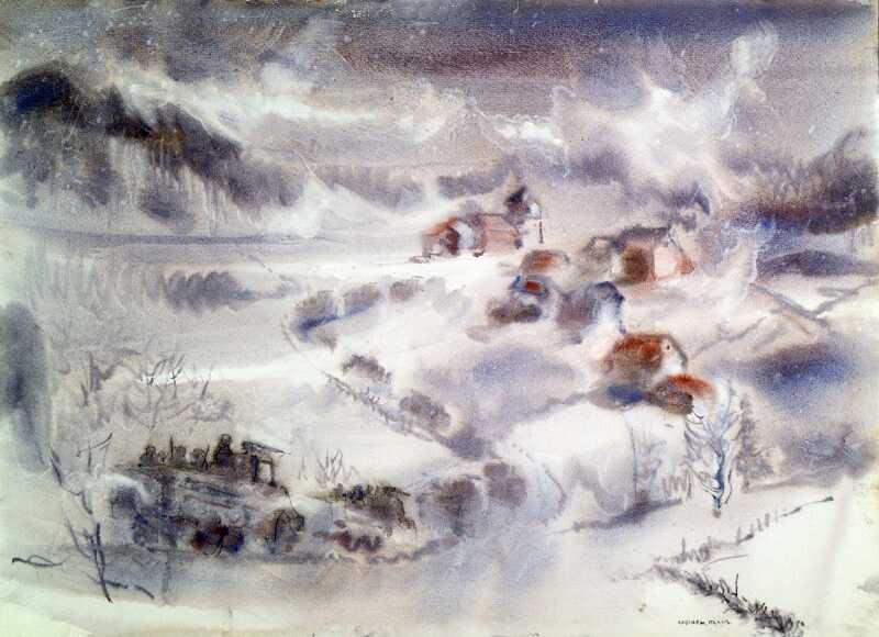 Painting 'In the Night Fog Moving Into The Bulge' (Belgium) by Robert N. Blair, date unknown